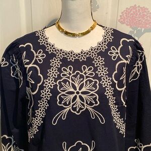 Spring Bloom Navy Blouse